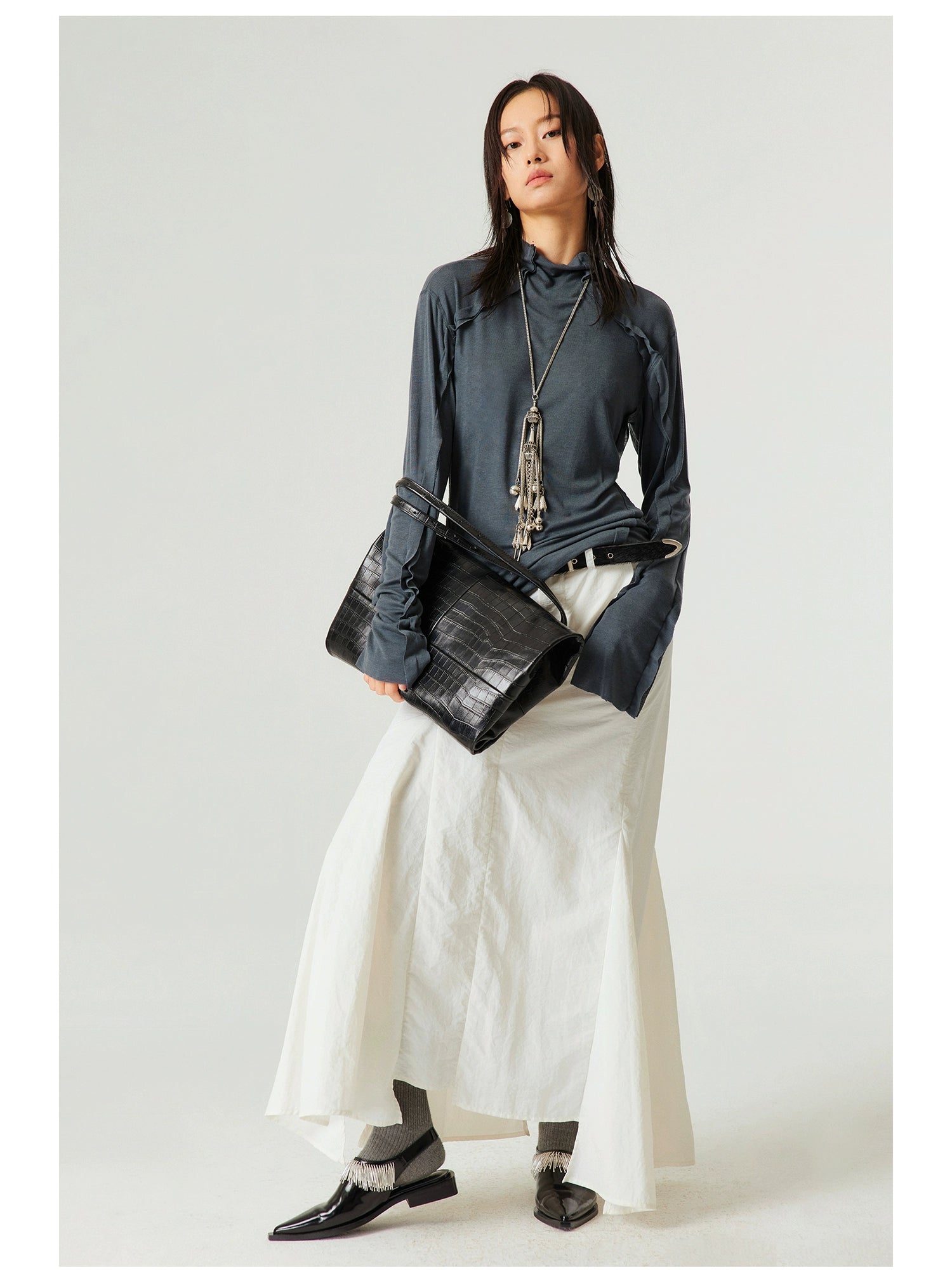 Relaxed Flared Maxi Skirt