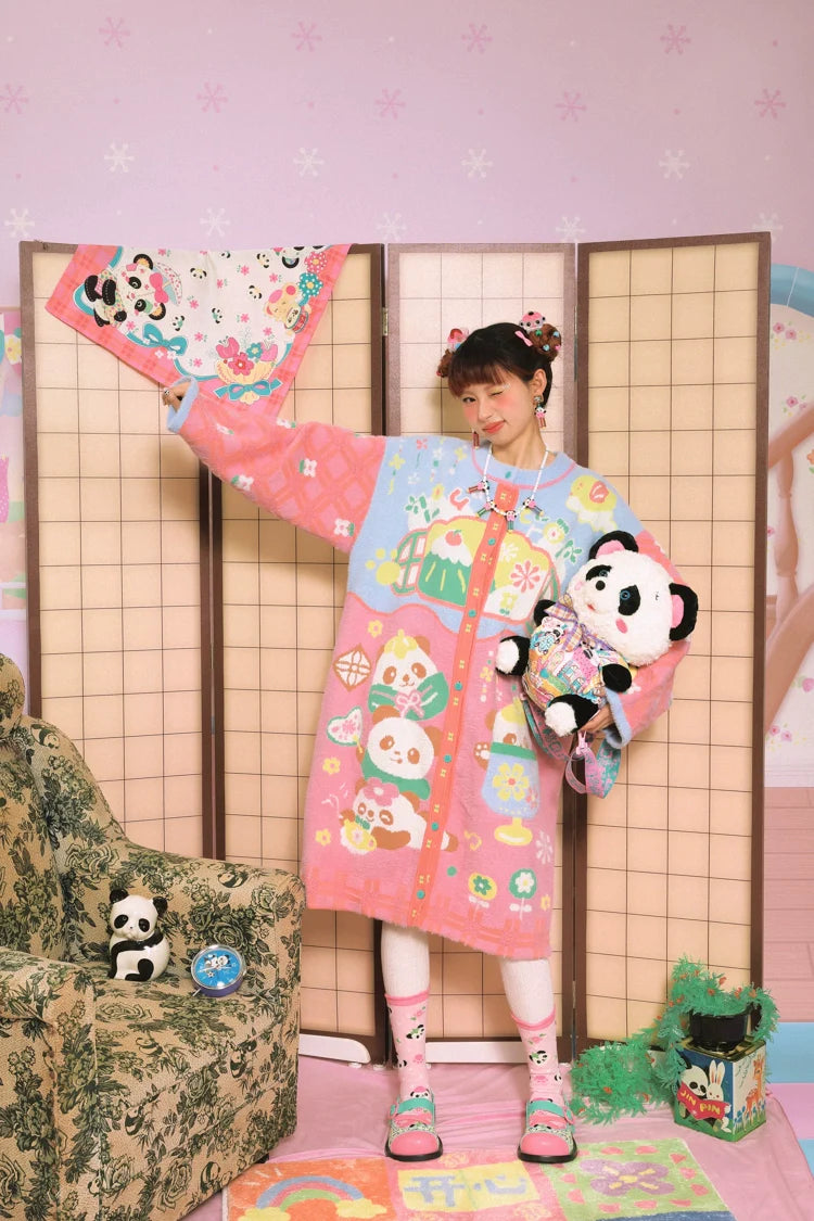 Sweet Panda Tea Party Button Dress