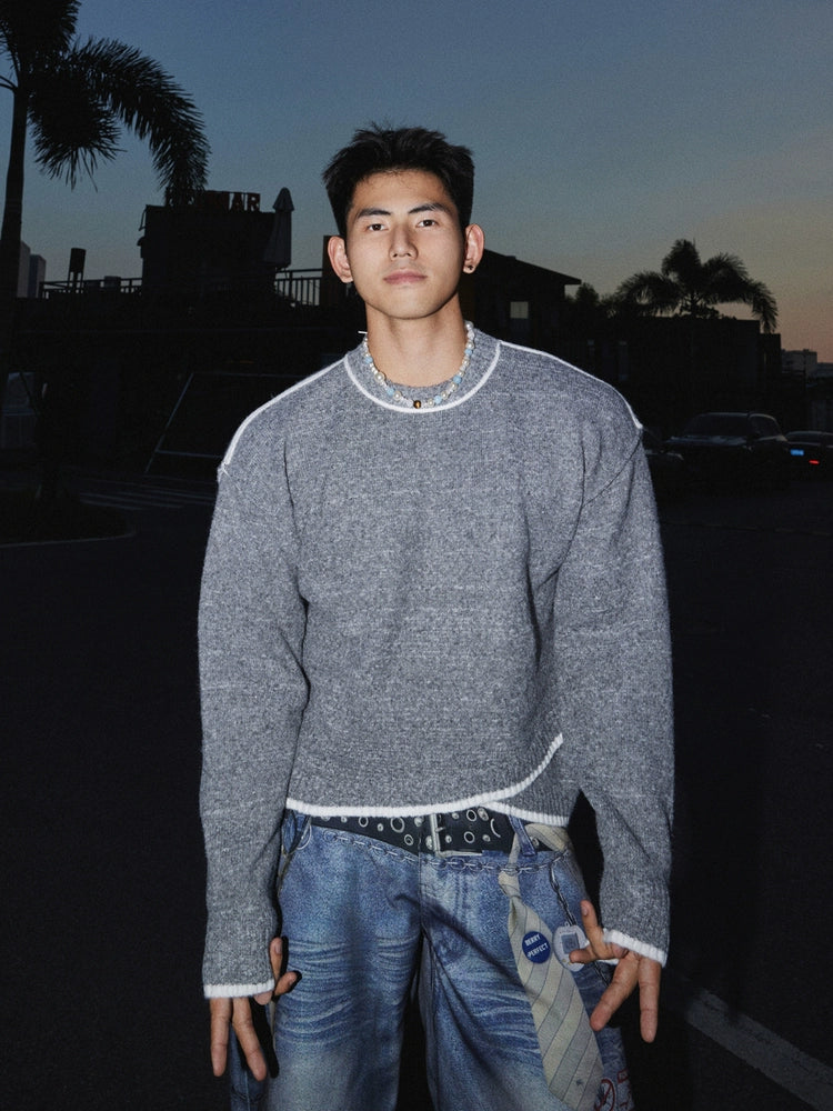 Moonlit Edge Raw Knit Sweater