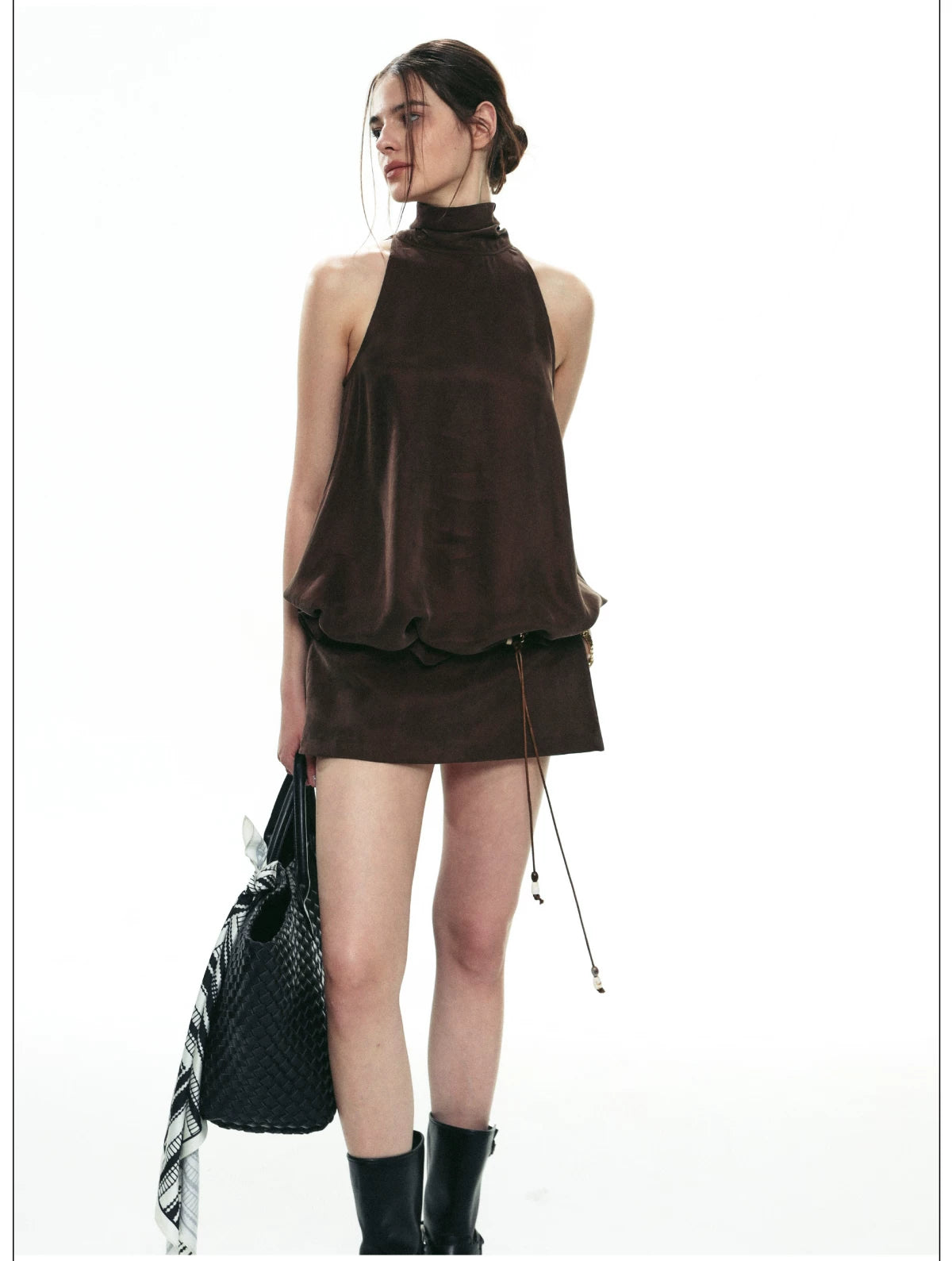 Espresso Nocturne Draped Halter Top