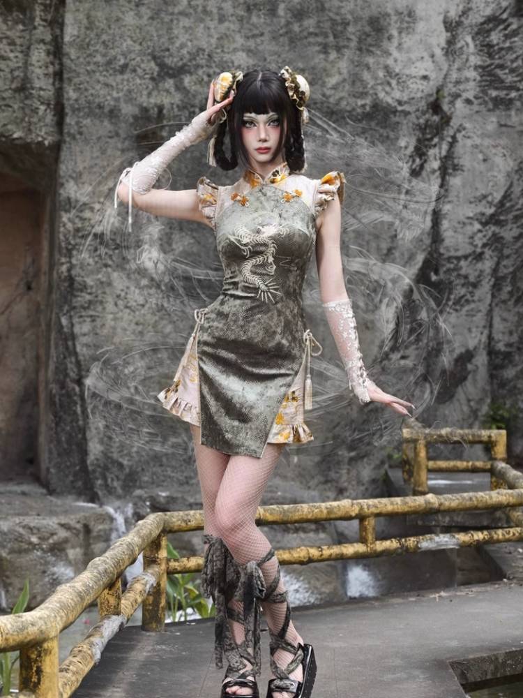 Dragon Cheongsam Mini Dress