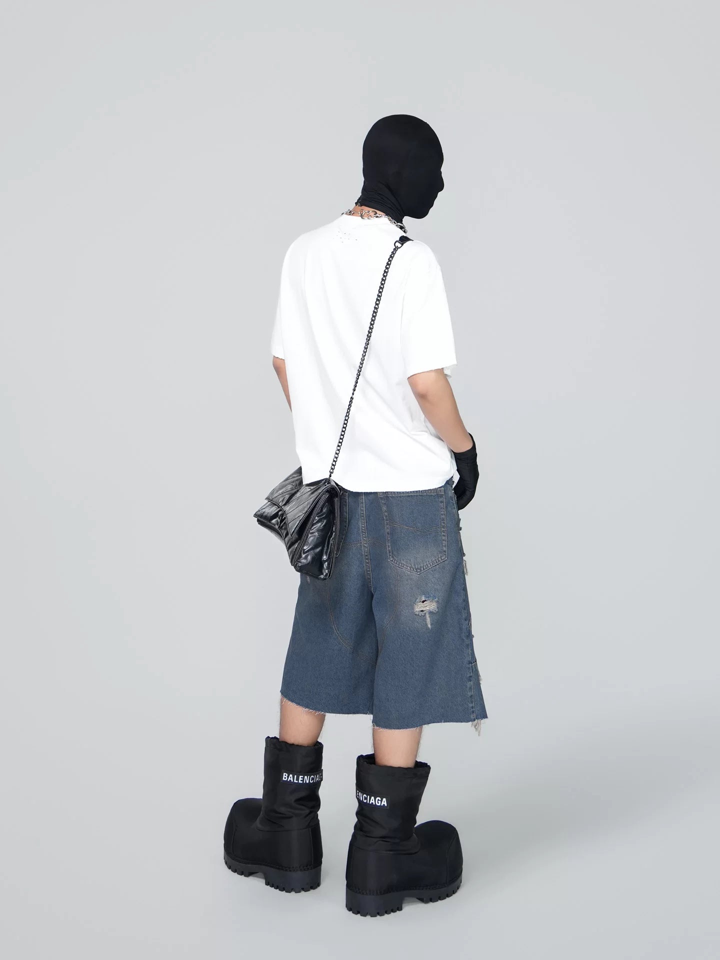 Tidal Ruin Shredded Rope-Belt Denim Shorts