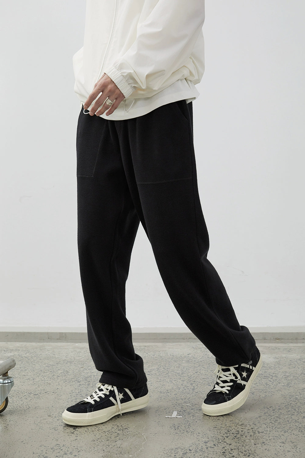 Drawstring Wide-Leg Athletic Pants