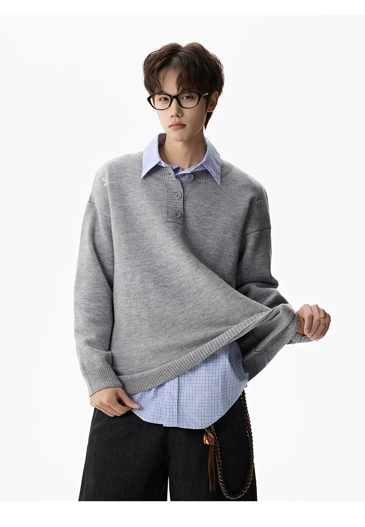 Campus Mist Henley Knit Sweater
