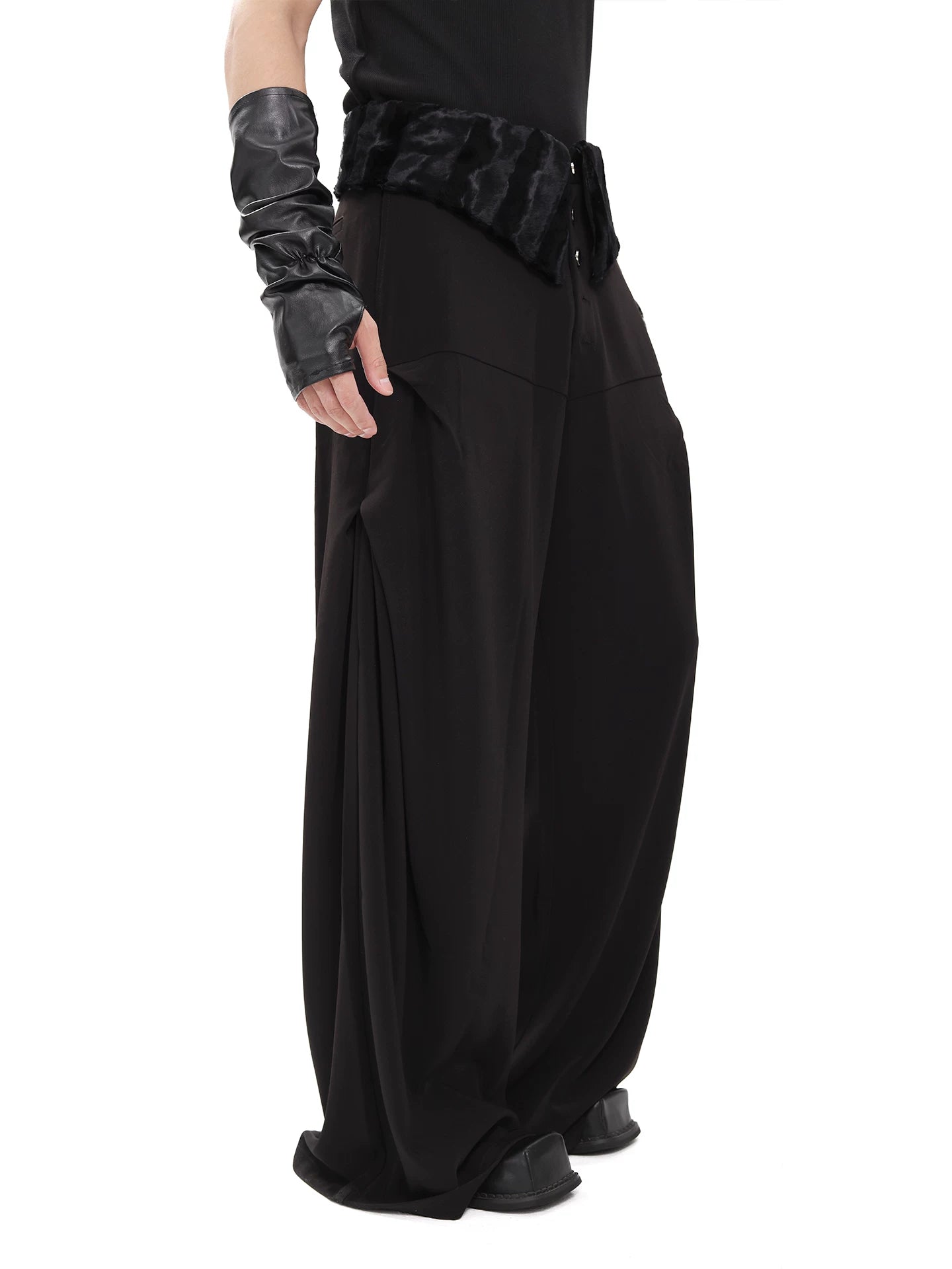 Midnight Plush Yoke Wide-Leg Trousers