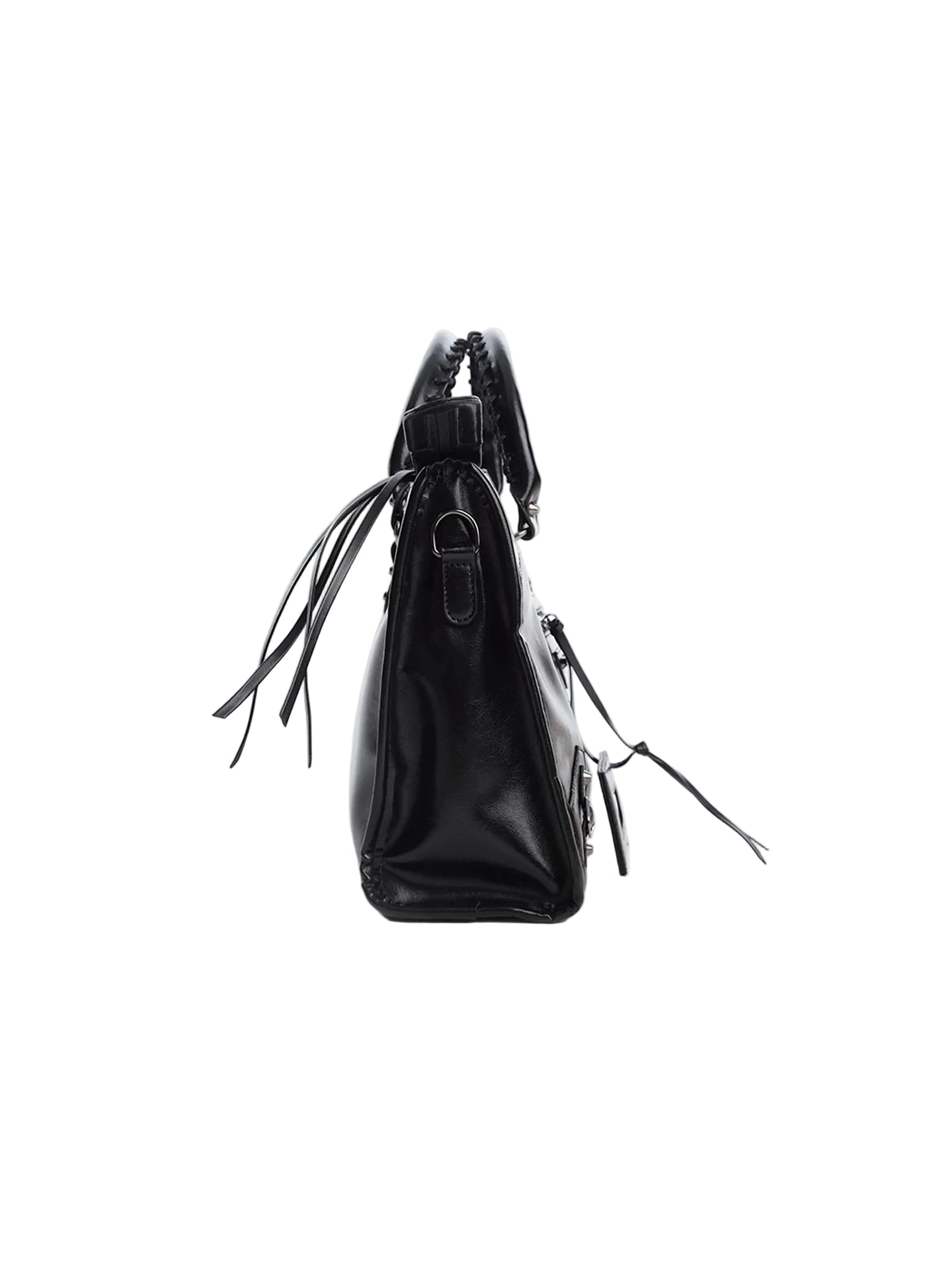 Midnight Engine Glossy Studded Satchel