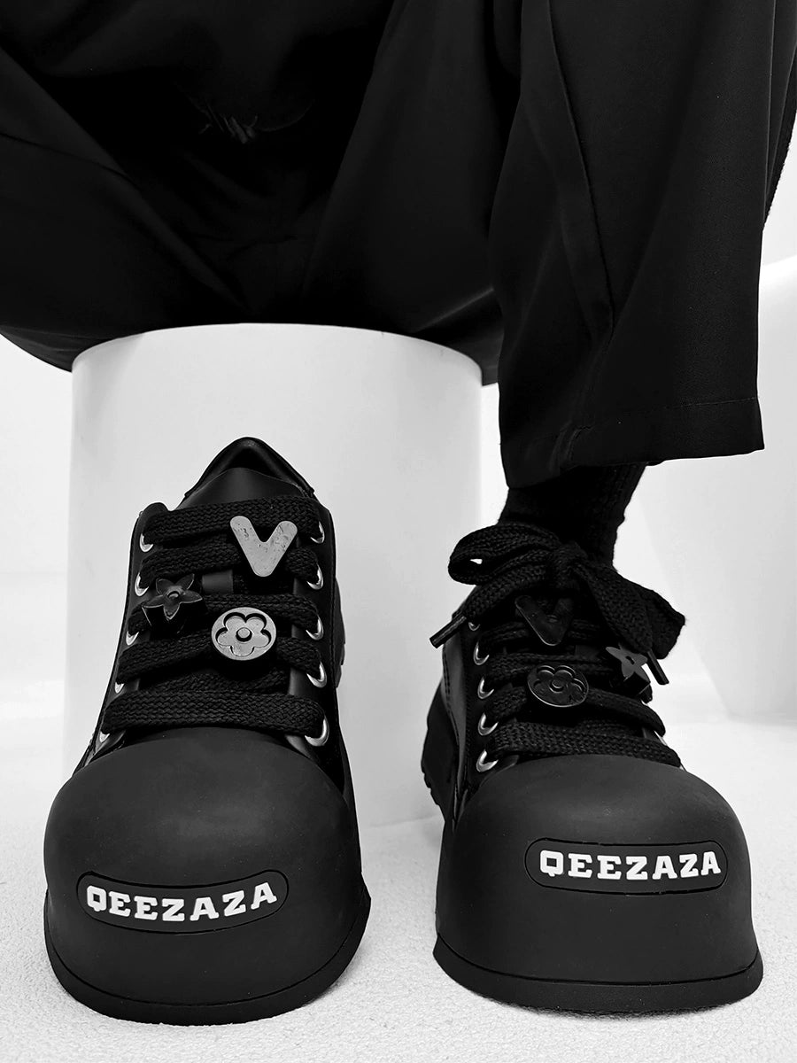 Chunky Black Platform Sneakers with Charms