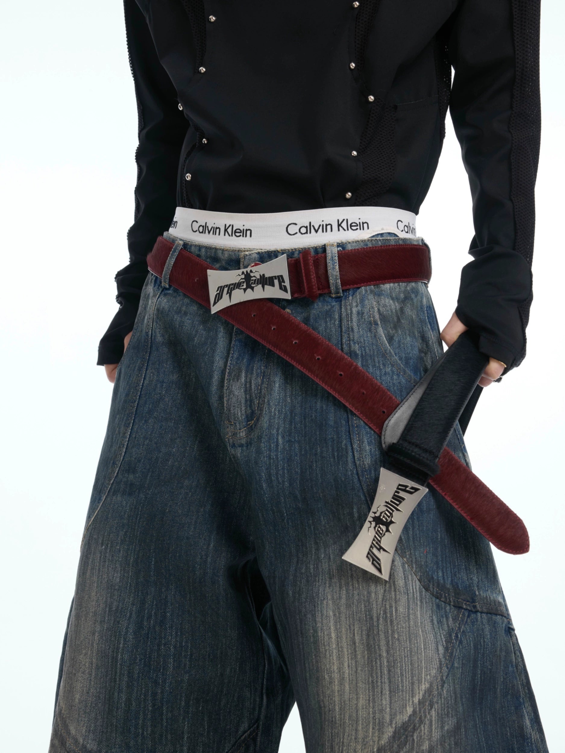 Black Belt with Metal Logo Buckle