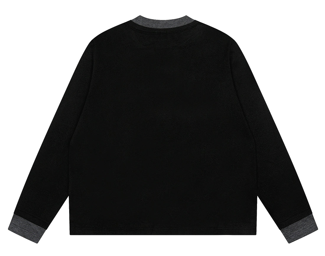 Contrast Henley Long Sleeve