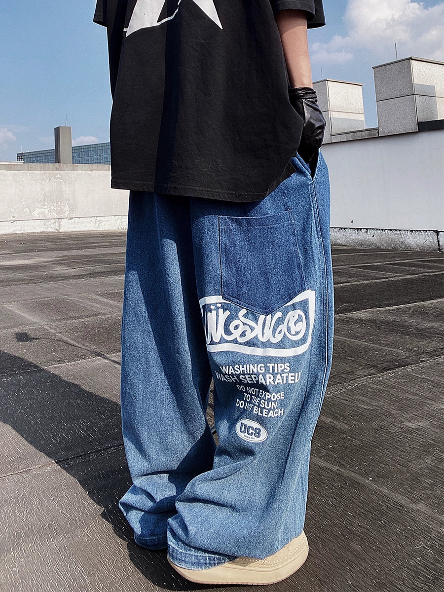 UUCSCC Laundry Tag Oversized Denim Jeans