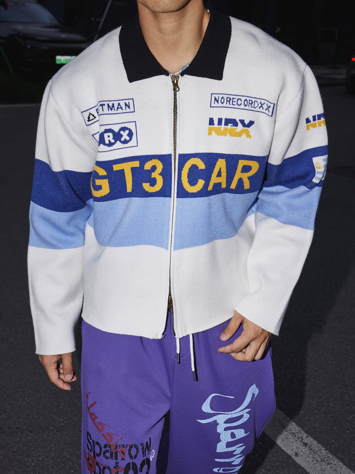 Racing Stripe Zip Up Cardigan