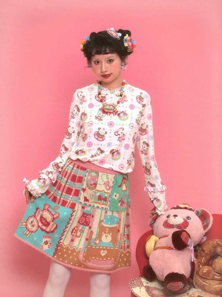 Sweet Bear Tea Party Knit Skirt
