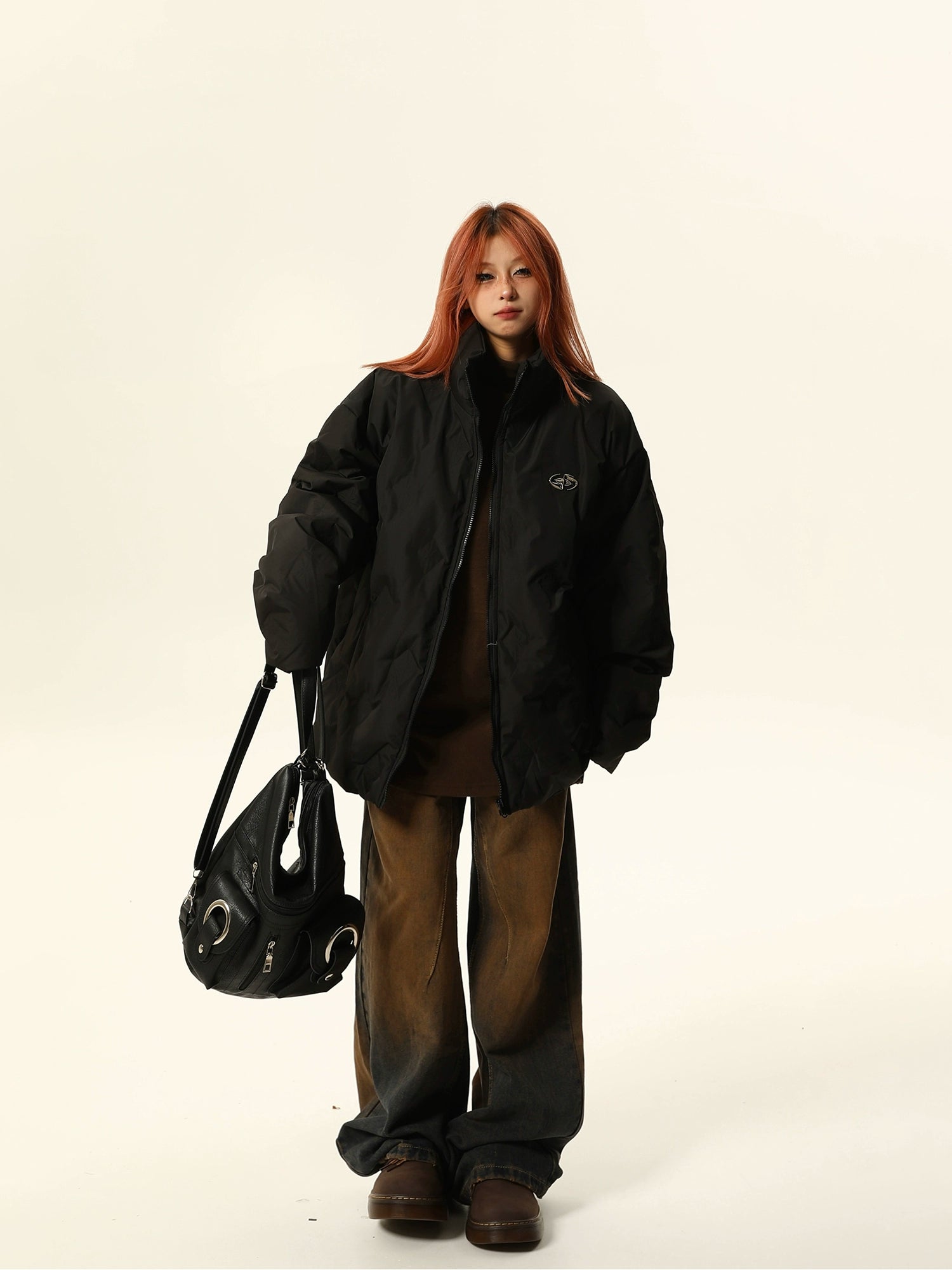 Black Oversized Bomber Jacket