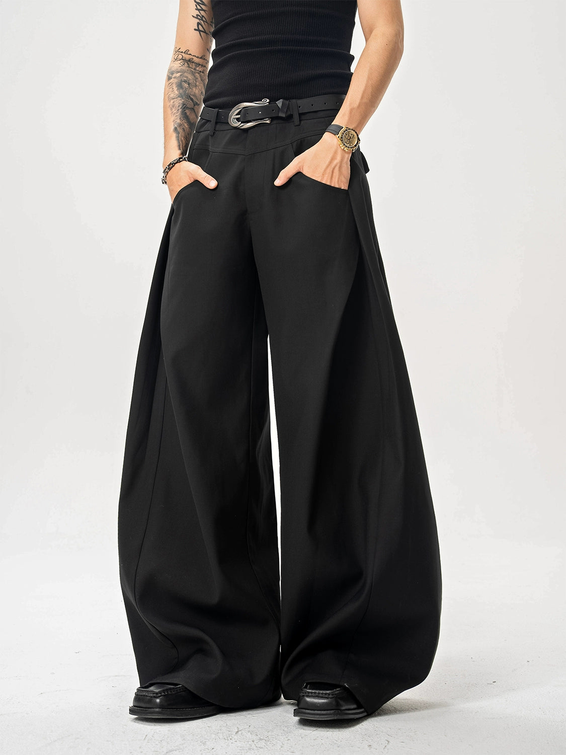 Noir Titan Wide-Leg Trousers