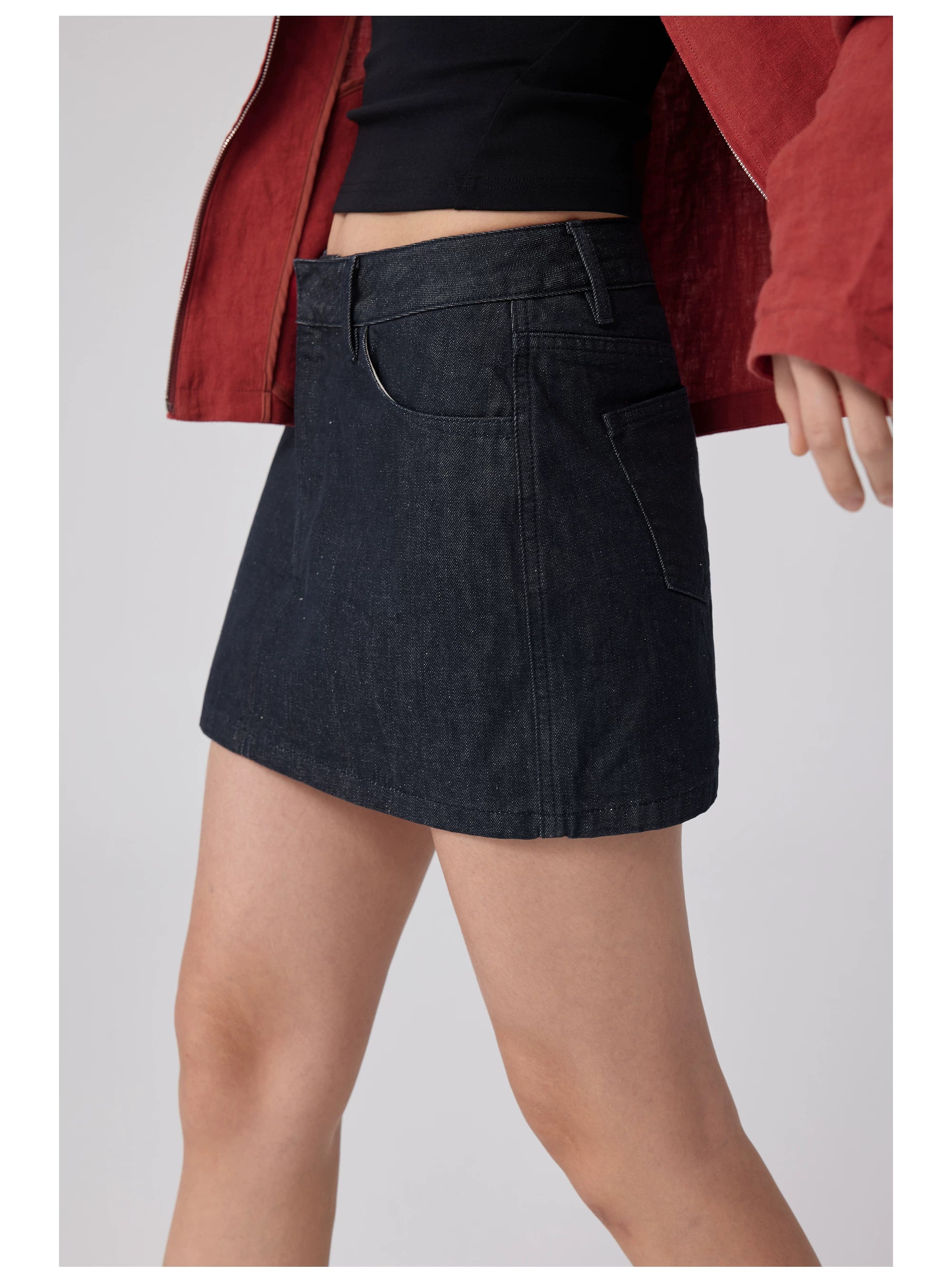 Black Denim Mini Skirt