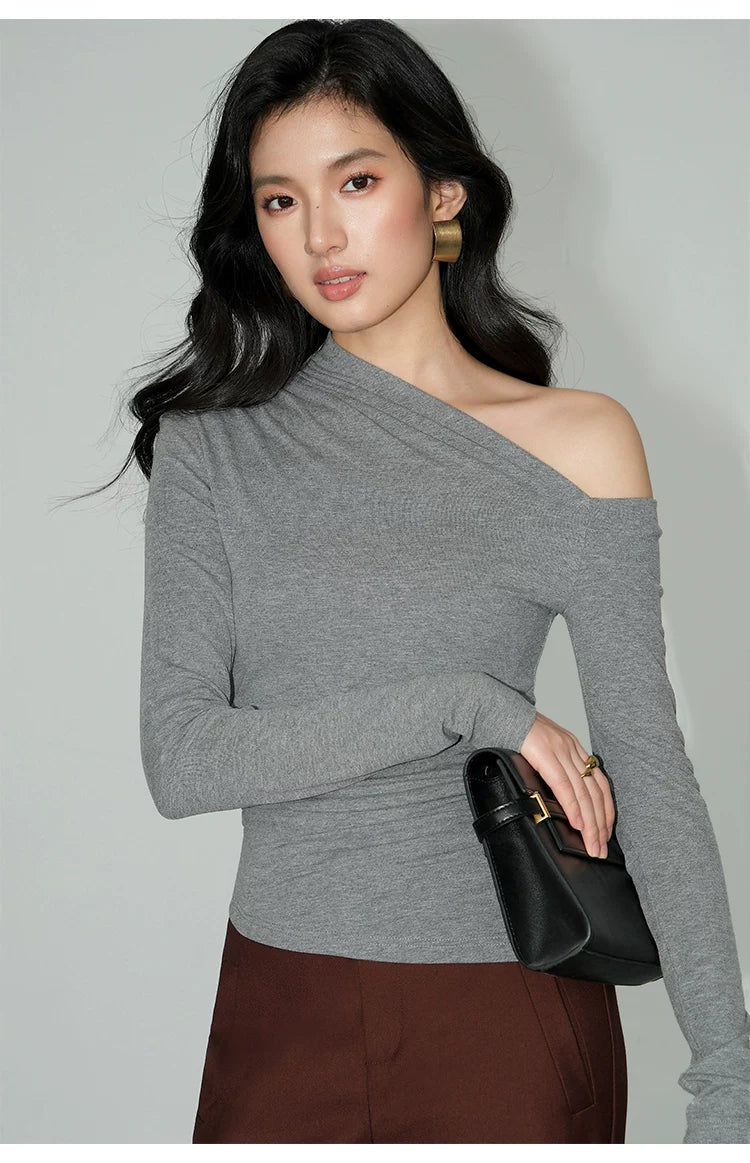 Slope One‑Shoulder Ruched Top
