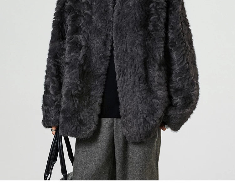 Midnight Cloud Faux-Fur Cocoon Jacket