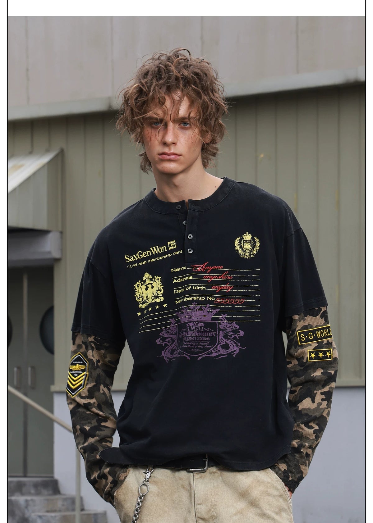 Camo Regiment Layered Henley Shirt
