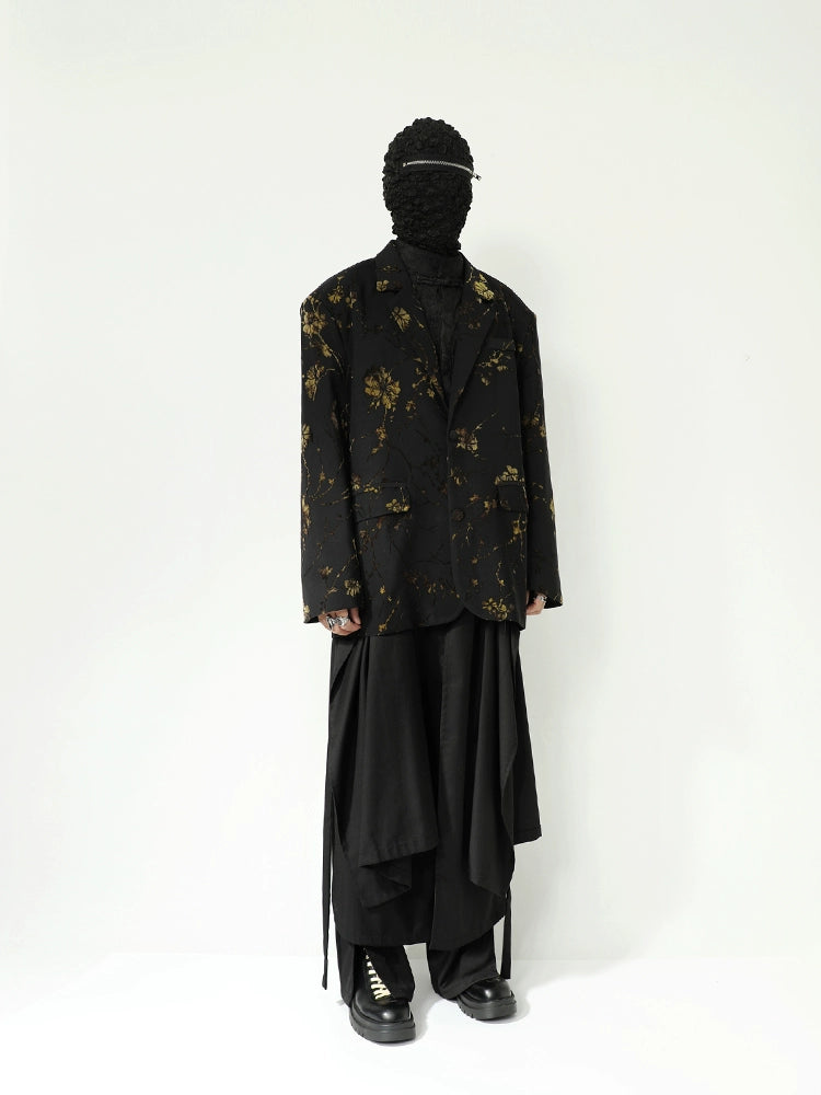 Black Gold Floral Blazer Jacket