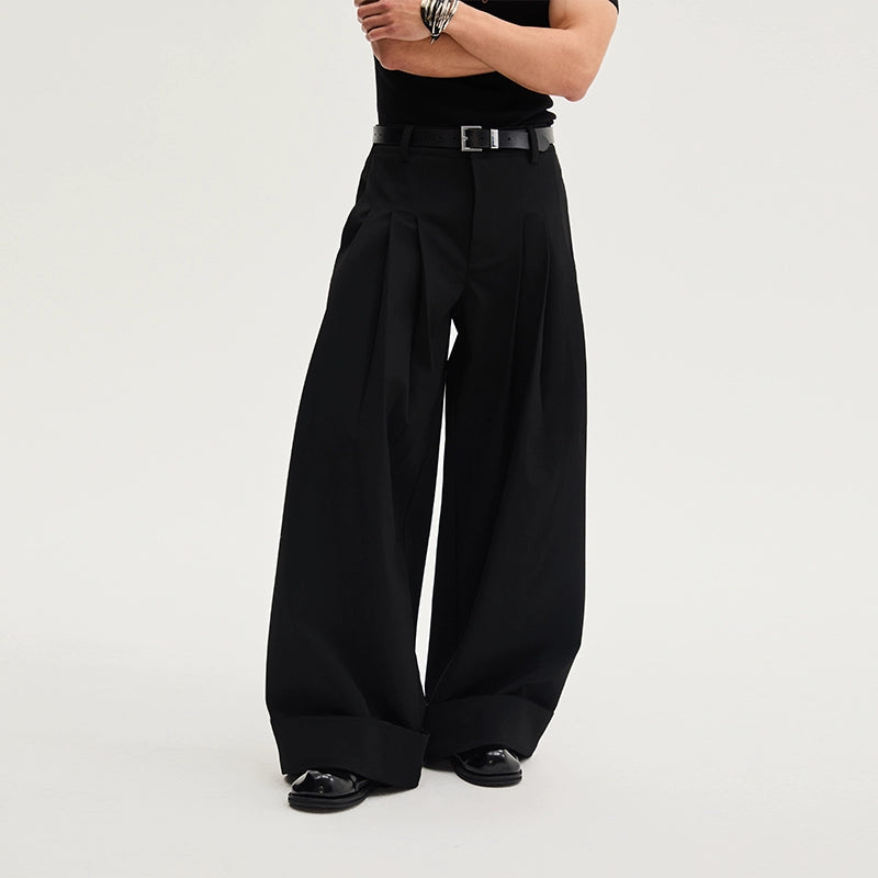 NoirCrest Oversized Pleat Trousers