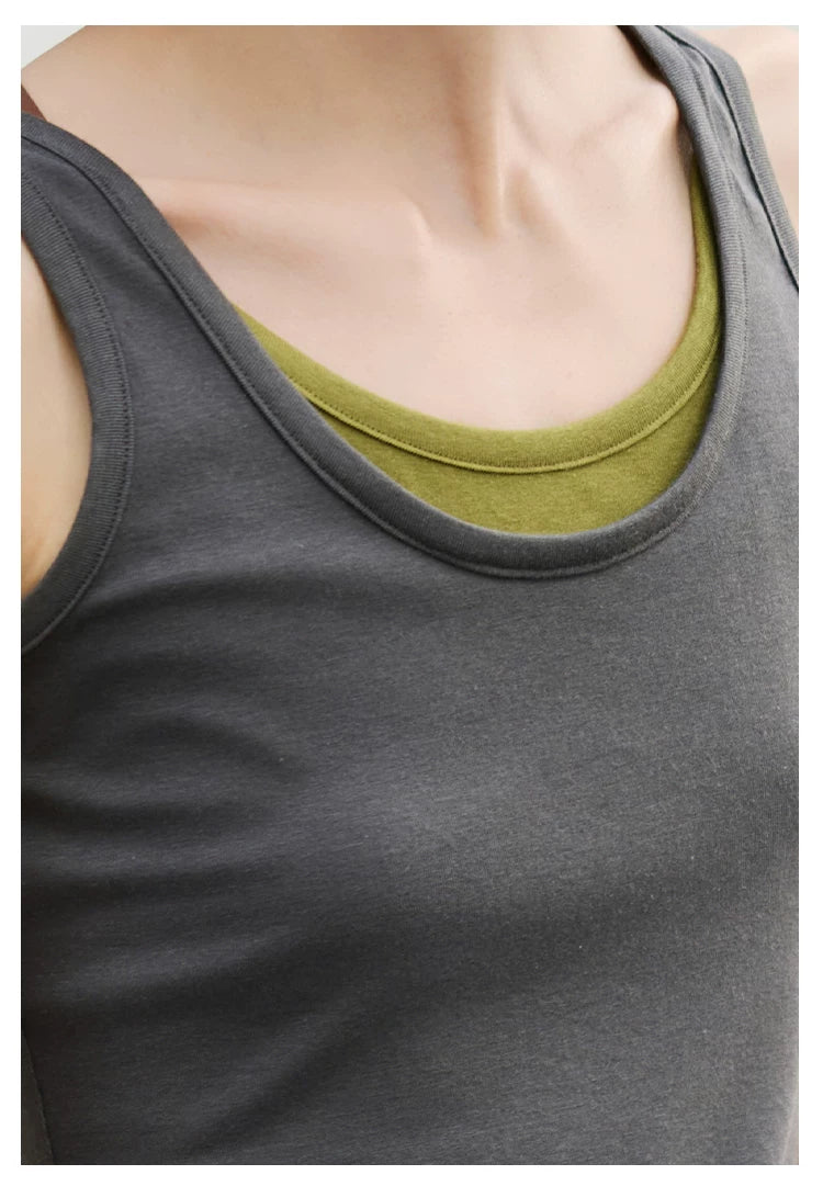 Layered Scoop Neck Fitted Tank Top