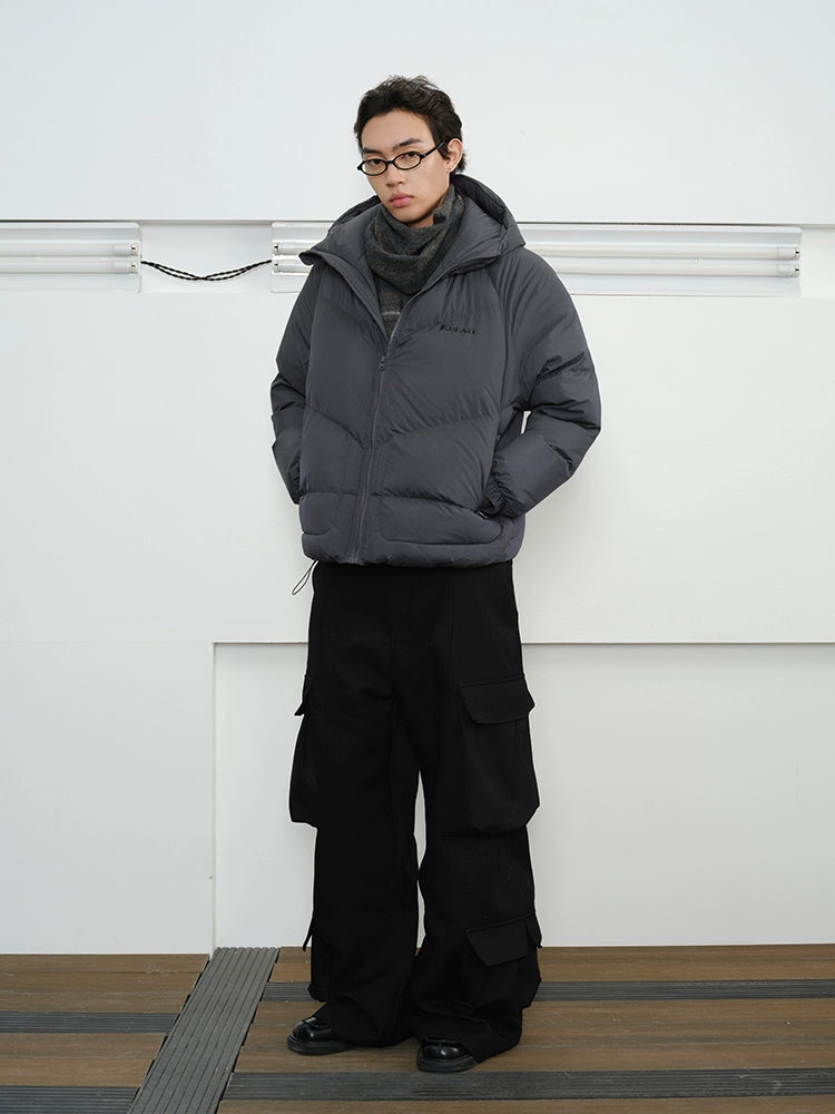 Slate Grey Puffer Hooded Jacket
