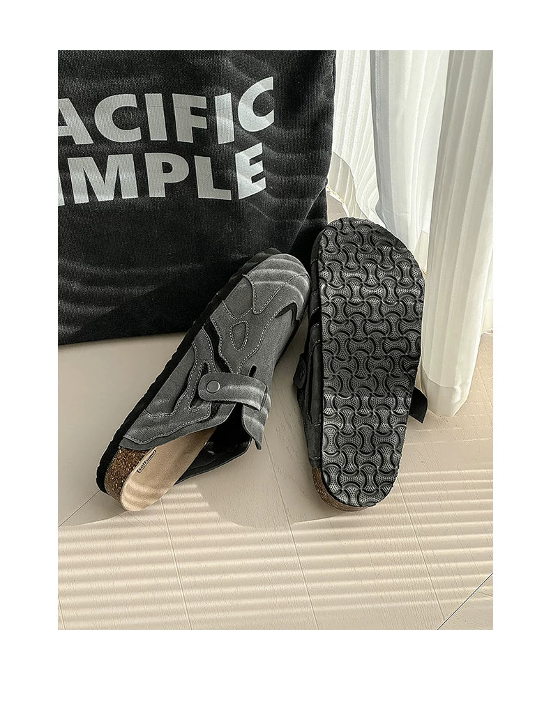 Suede Buckle Cork Footbed Clogs