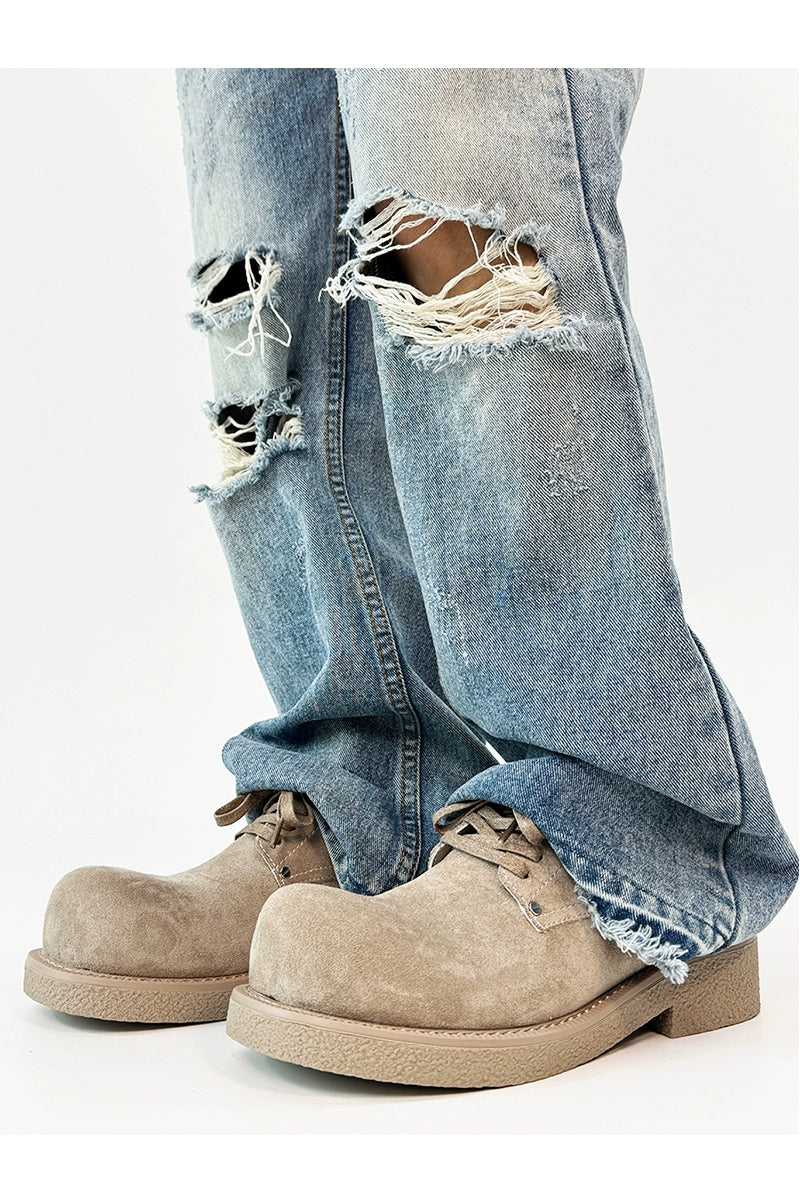 Modern Chunky Suede Platform Derbies