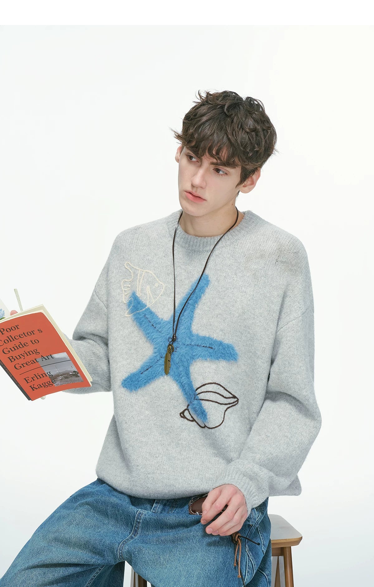 Seastar Sketch Fuzzy Knit Sweater