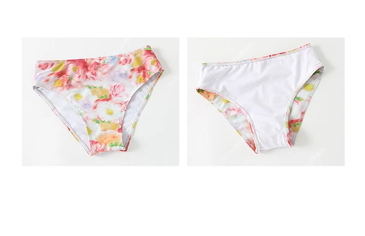 Watercolor Whisper Ruffle Chiffon Swim Set
