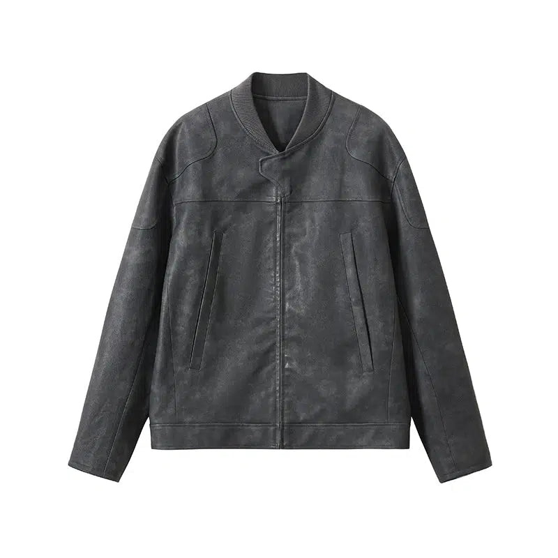 Classic Faux Leather Jacket with Vintage Style - chiclara