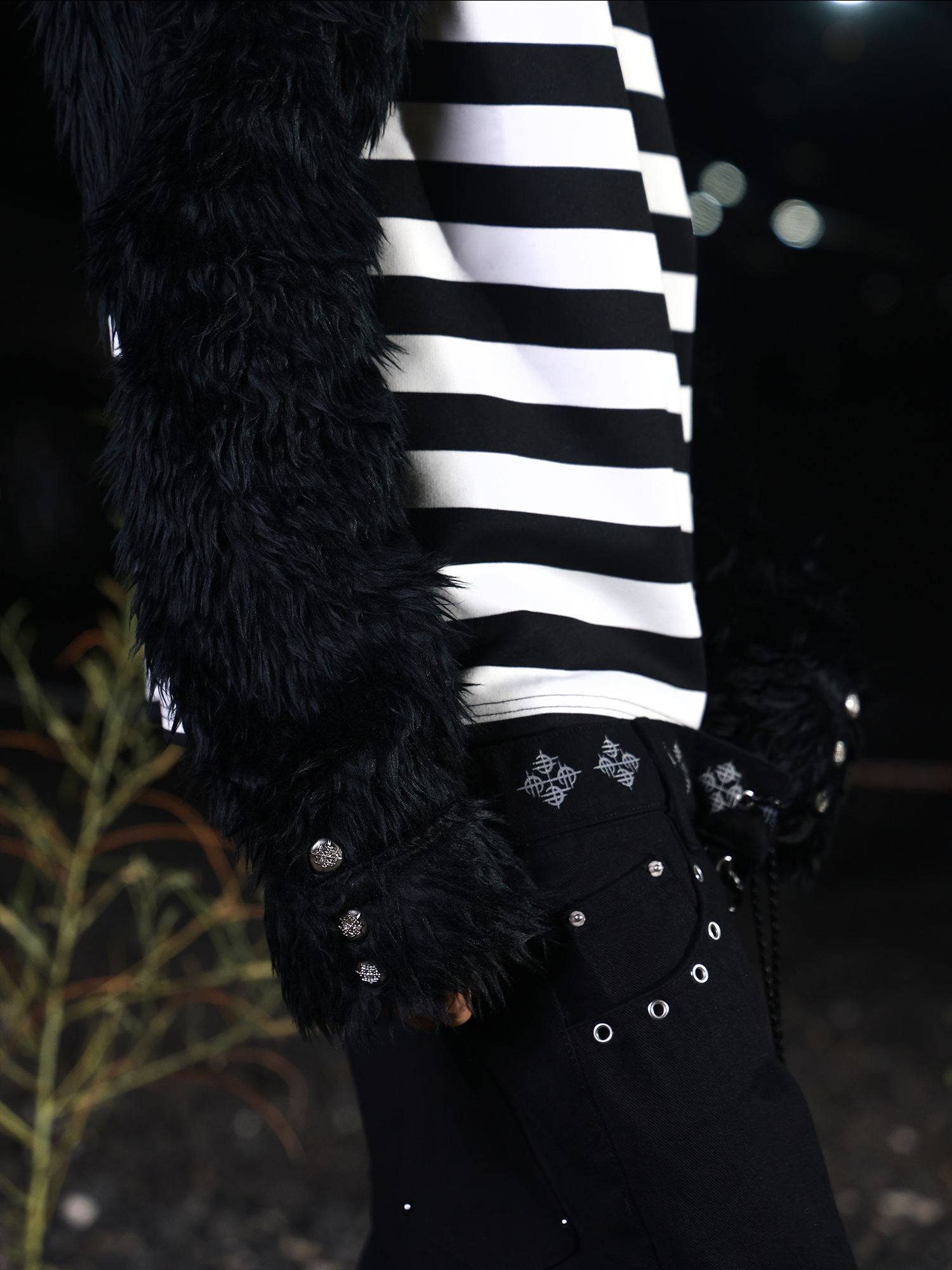 Faux Fur Sigil Stripe Longsleeve