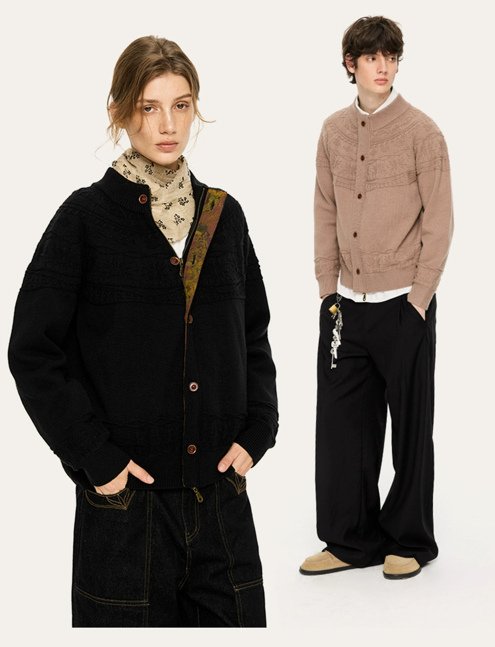 Jacquard Pattern Knit Cardigan