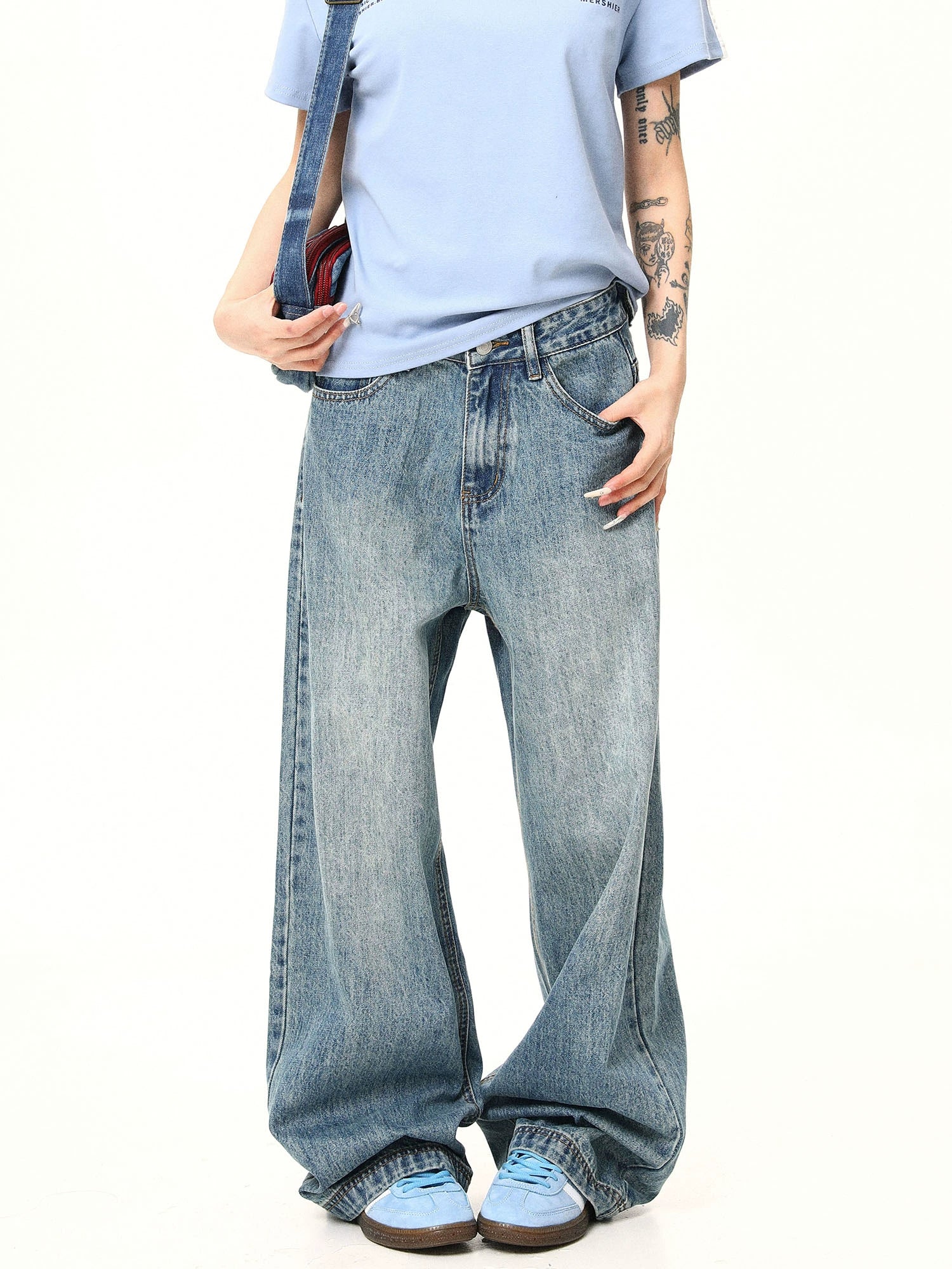 Baggy Retro Washed Wide Jeans