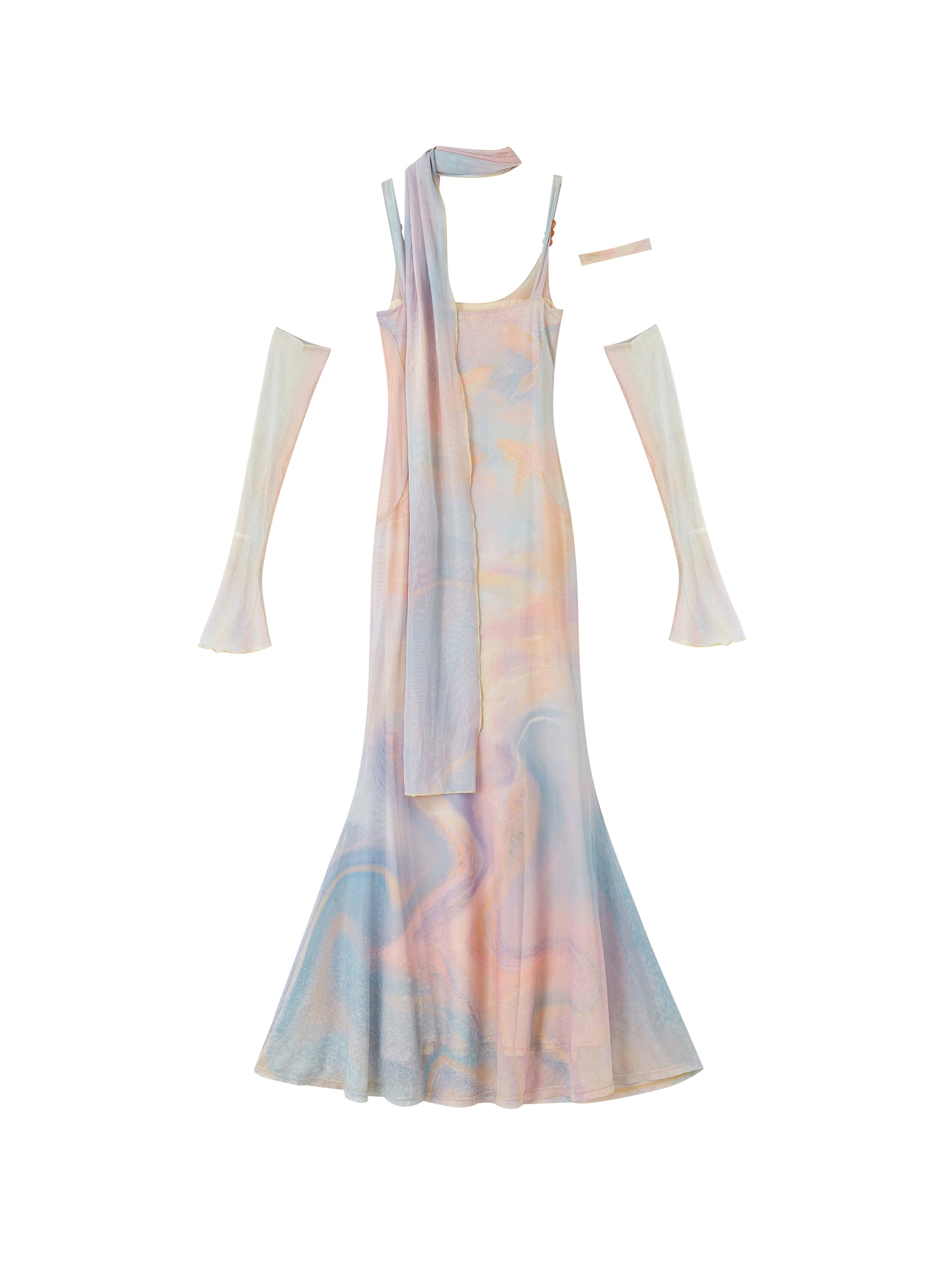 Of Akiva Pastel Ombre Mermaid Gown Set