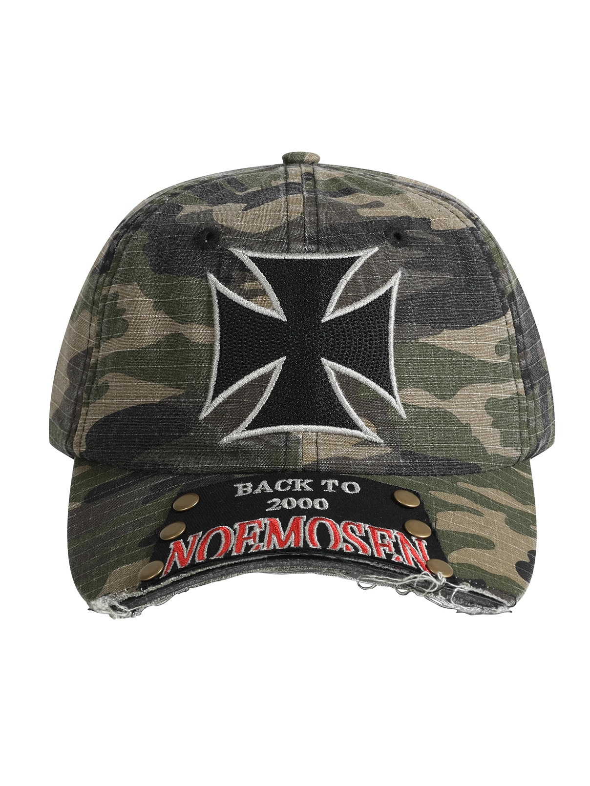 Iron Cross Distressed Brim Patch Cap