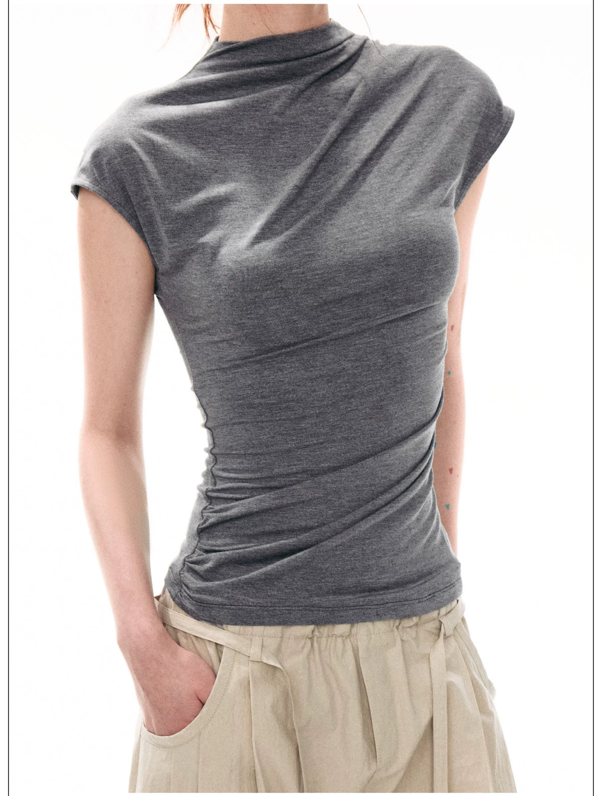 Draped Asymmetric Twist Top