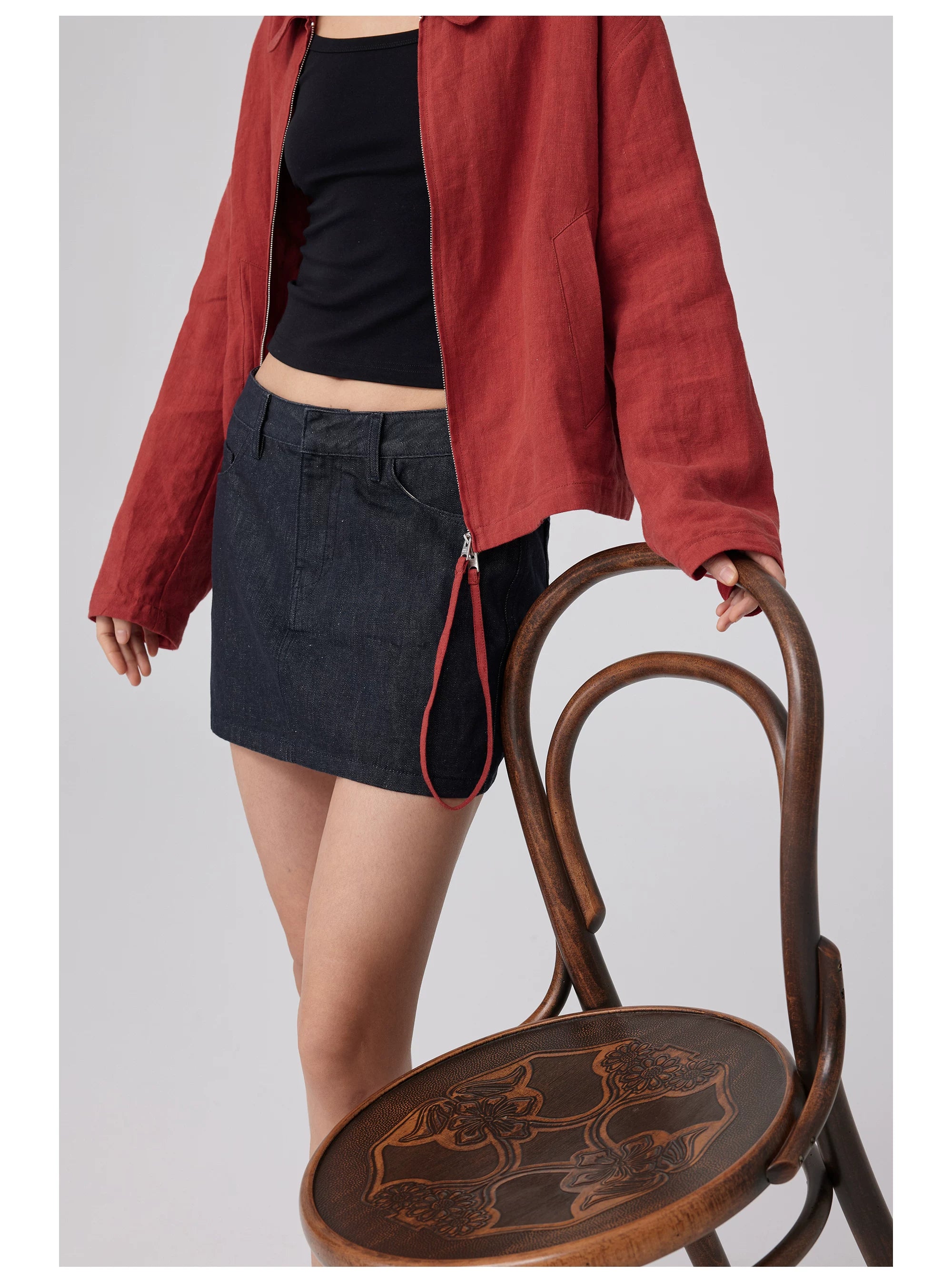 Black Denim Mini Skirt