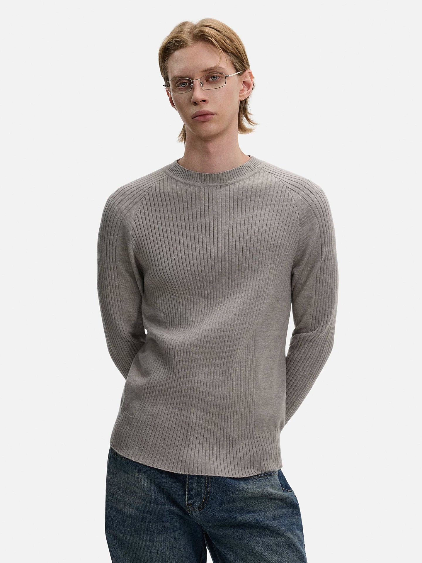 Midnight Ribbed Knit Sweater