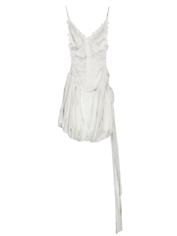 White Layered Tulle Sleeveless Dress
