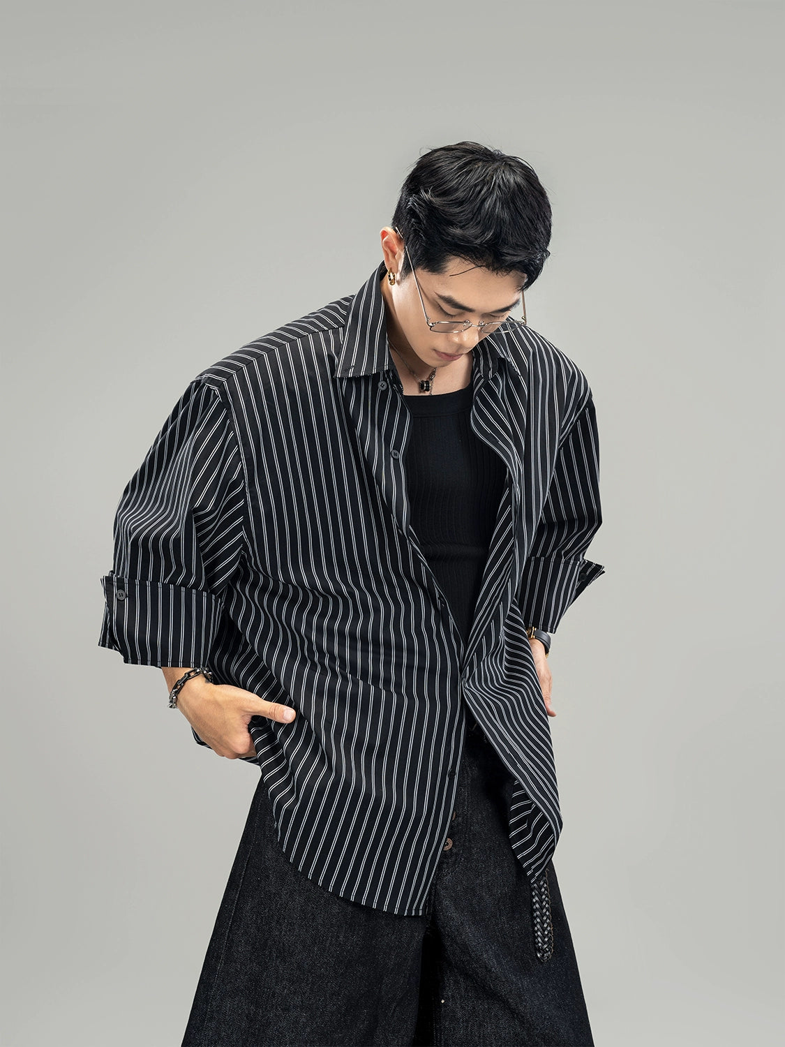 Midnight Pinstripe Flow Shirt