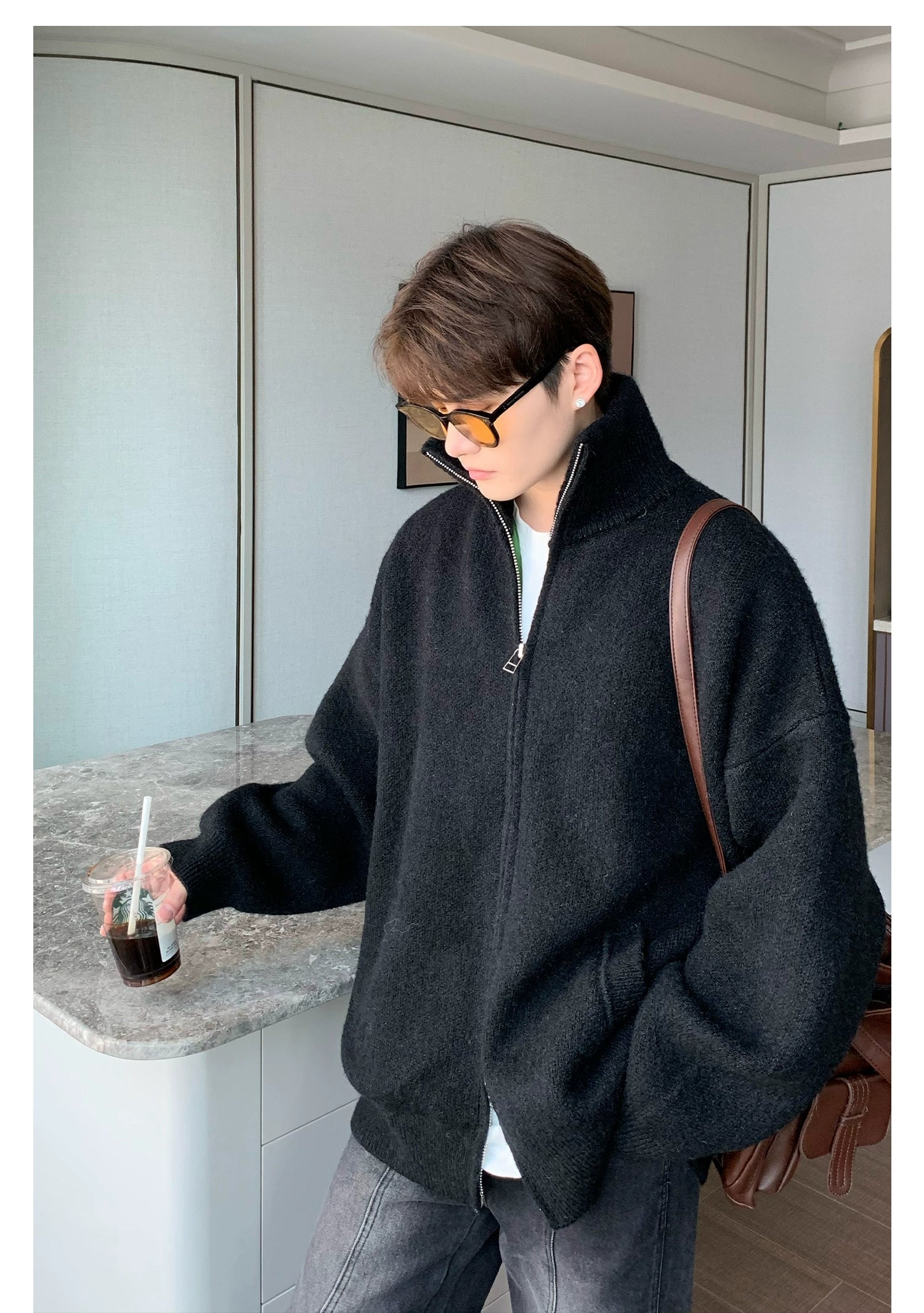 Zip Up Knit Jacket