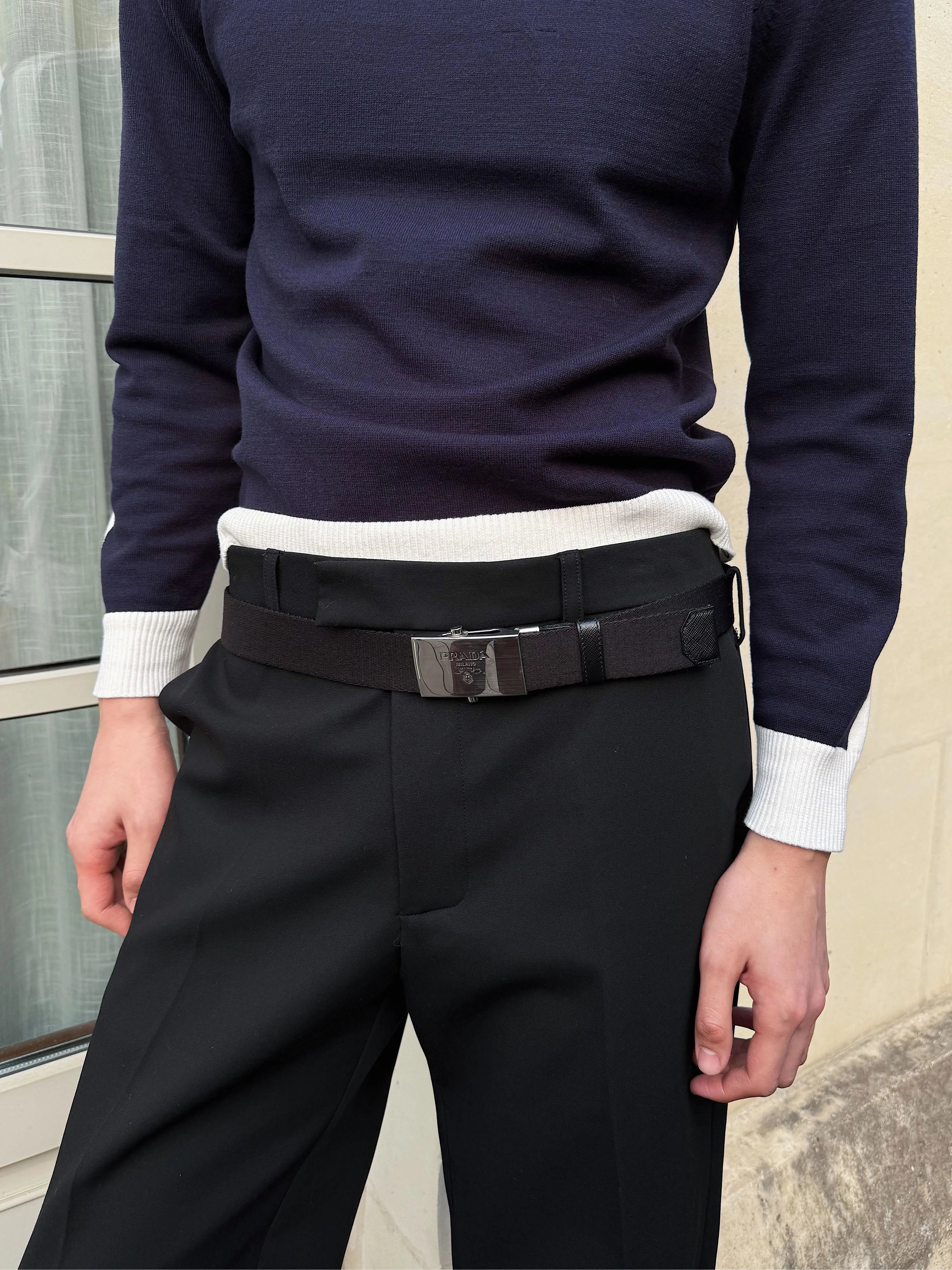 Black Low Rise Tapered Trousers