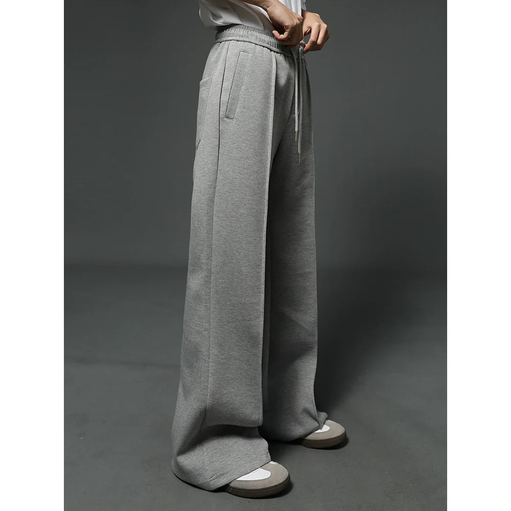 Wide-Leg Black Drawstring Lounge Pants