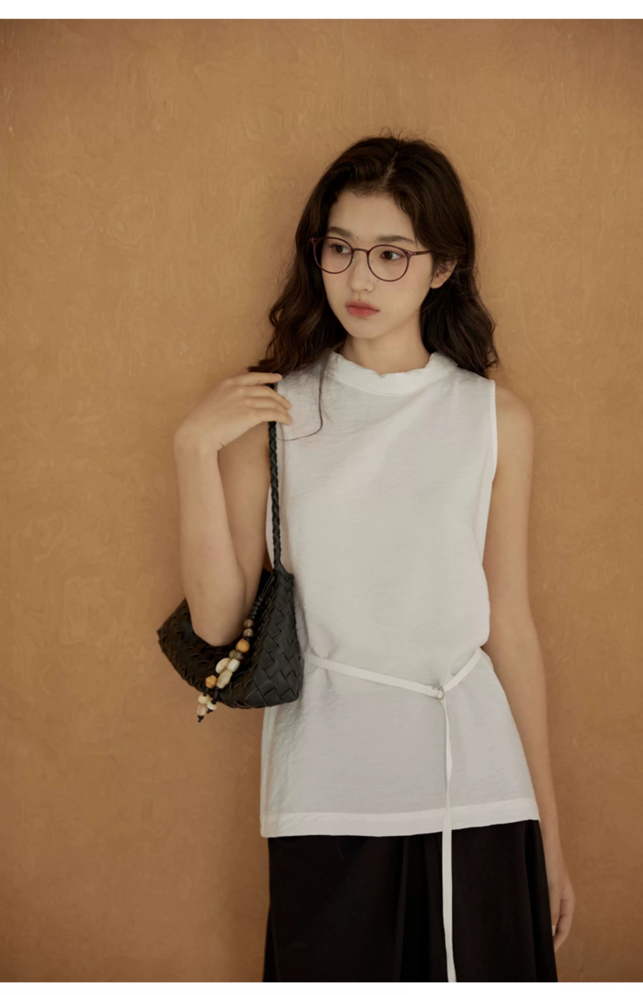 Sleeveless Light Pink Belted Top