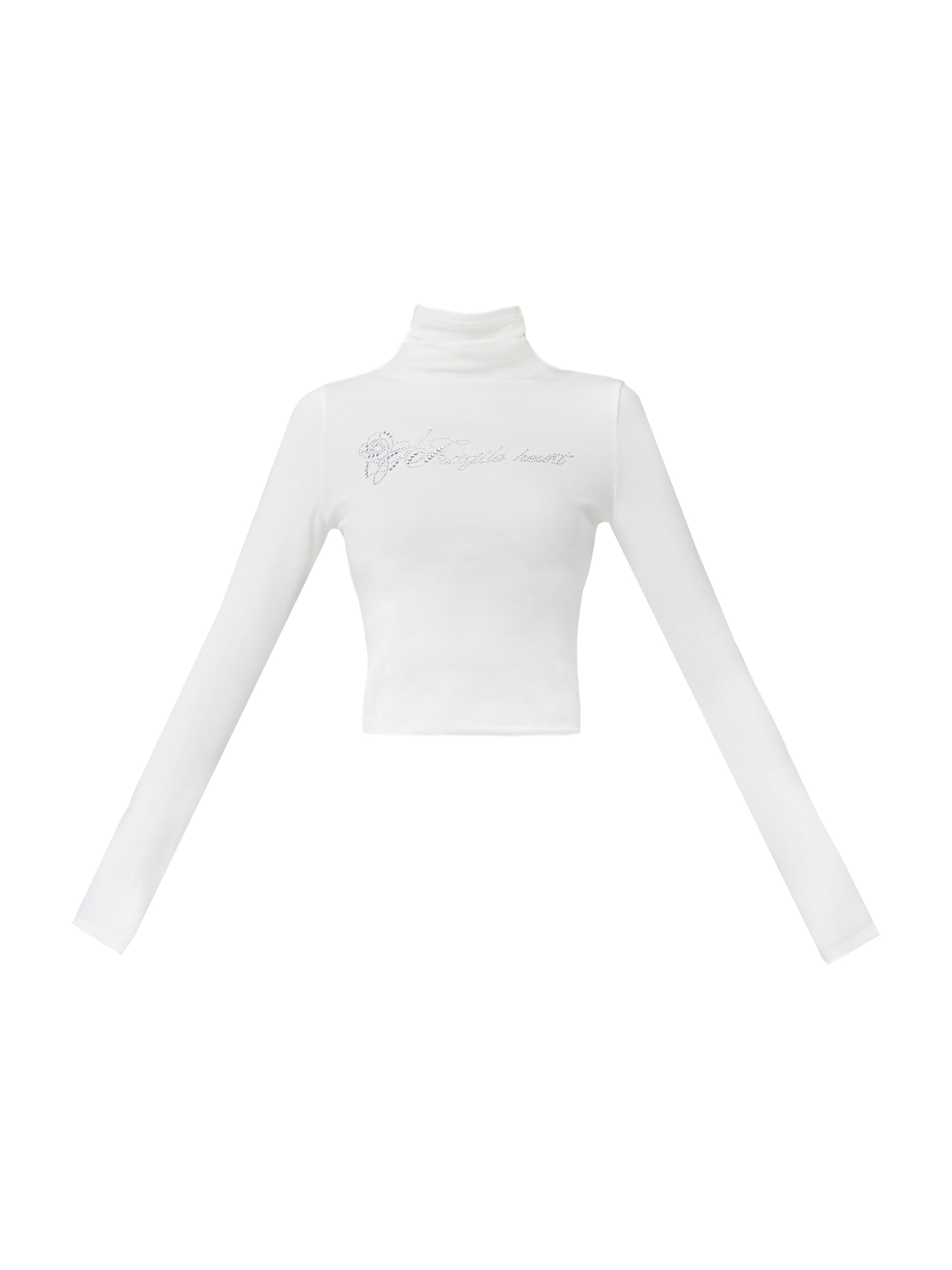 Cropped Turtleneck Long Sleeve Logo Top