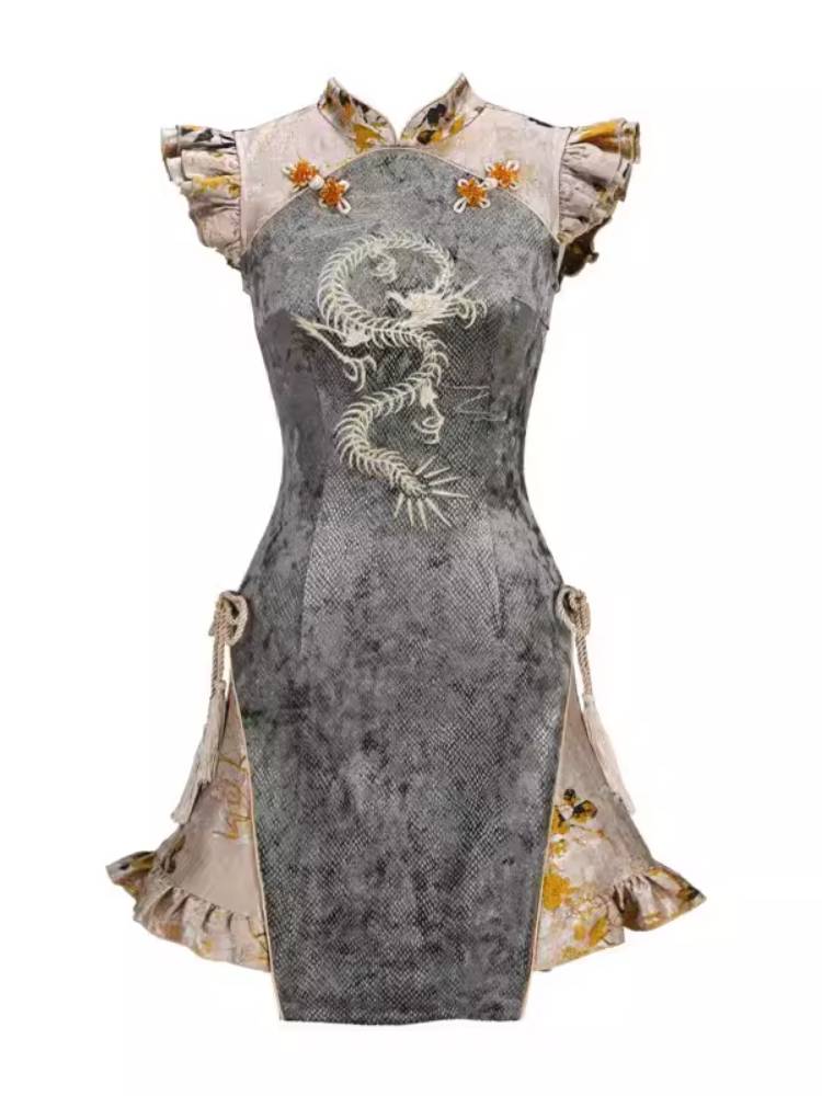 Dragon Cheongsam Mini Dress