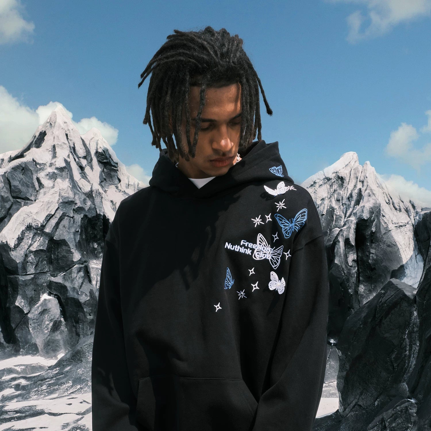 Butterfly Embroidered Oversized Pullover Hoodie