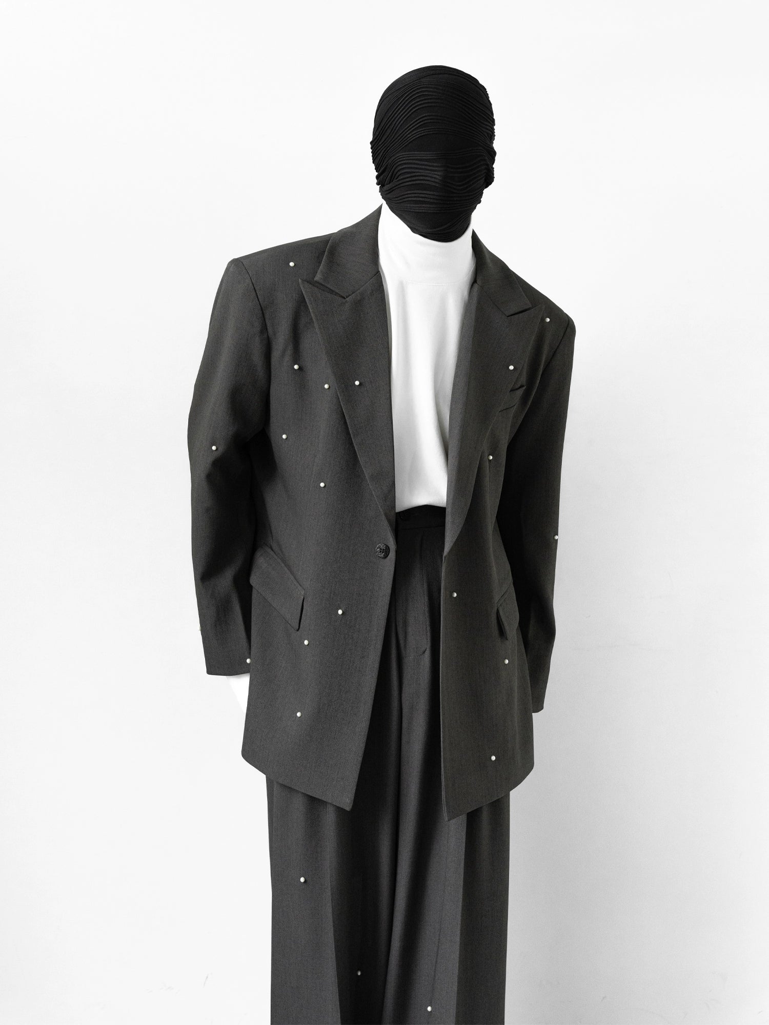 Embellished Charcoal Oversized Suit and Pants