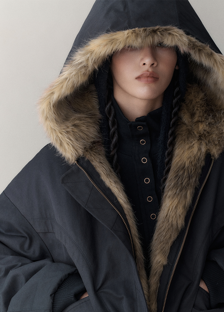 Reversible Hooded Faux Fur Winter Jacket